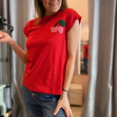 T-shirt ciliegia Compania Fantastica in rosso