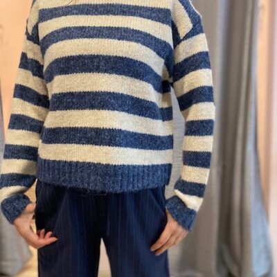 MAGLIONE RIGHE PANNA E DENIM COMPANIA FANTASTICA