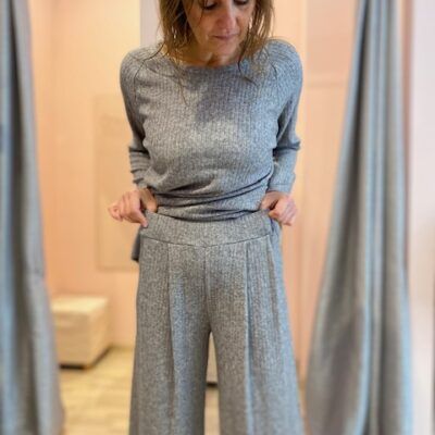 PANTAPALAZZO IN MAGLIA A COSTE GRIGIO MIMI MUA'