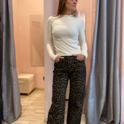 JEANS WIDE LEG LEOPARDATO MIMI MUA'